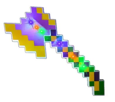 Light Up 3D Printed Diamond Pixel Adventure Pixelated Axe Sword Blade Novelty Gift