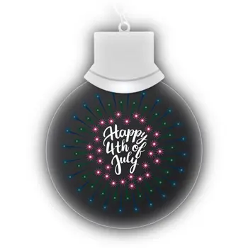 LED Fourth of July Animated Fireworks Acrylic Pendant Necklace