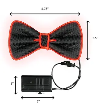 Flashing EL Wire Red Bow Tie for Men Night Rave Parties