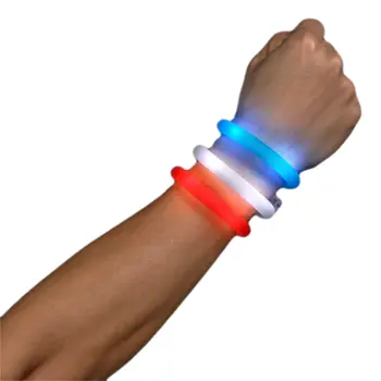 Adjustable Assorted Light Up Red White Blue Patriotic Tube Bracelets for 4th of July  Pack of 25