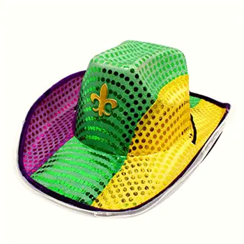 Light Up Flashing Fleur De Lis Cowboy Hat