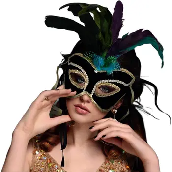 Velvet And Feather Unlit Carnival Mask
