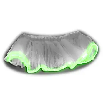 Light up Romantic Twirling Ballerina Tulle Tutu White Skirt with Green EL Wire