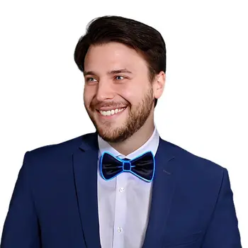 EL Wire Blue Bow Tie for Men Night Rave Parties