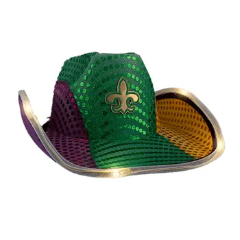 Light Up Flashing Fleur De Lis Cowboy Hat