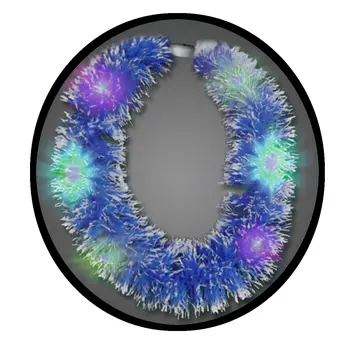 Blue Light Up Hawaiian Grass Lei With Multicolor LEDS