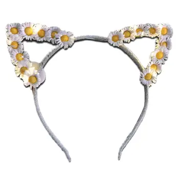 Light Up Cat Ears Summer Daisy Flowers Headband