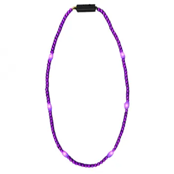 LED Necklace with Purple Metallic Beads for Mardi Gras