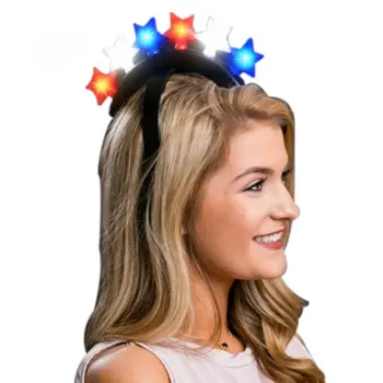 Six Stars Red White Blue Light Up LED  Mohawk Headband
