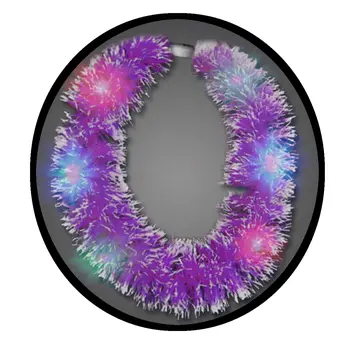 Purple Light Up Hawaiian Grass Lei With Multicolor LEDs