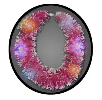 Red Light Up Hawaiian Grass Lei With Multicolor LEDS