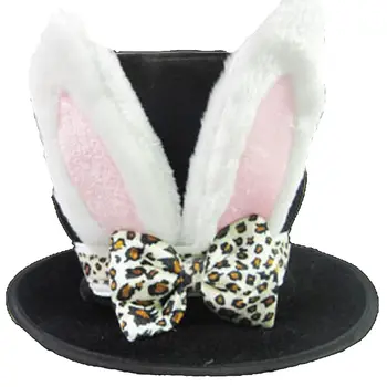 Unlit White Rabbit Hat With Bow Tie