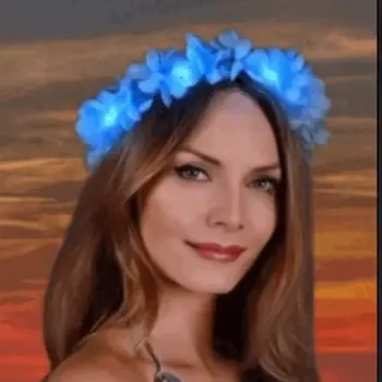 Light Up Flashing Blue Flower Angel Halo Crown Headband