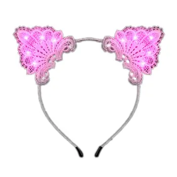 Pink LED Lace Cat Animal Ears Headband