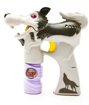 Light Up Wolf Bubble Blaster Gun Grey