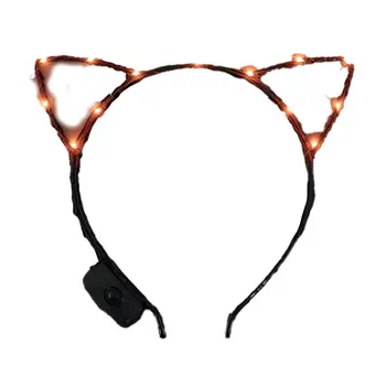 Orange LED Kitty Cat Ear Headband