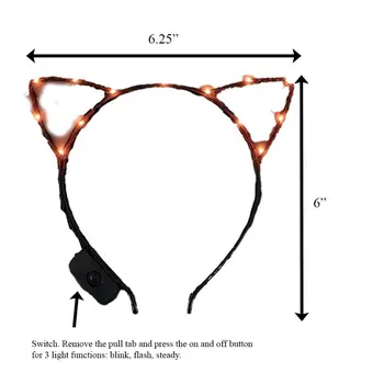 Orange LED Kitty Cat Ear Headband
