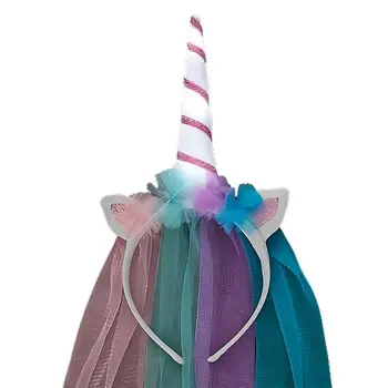 Light Up Princess Unicorn Ears with Veil Headband