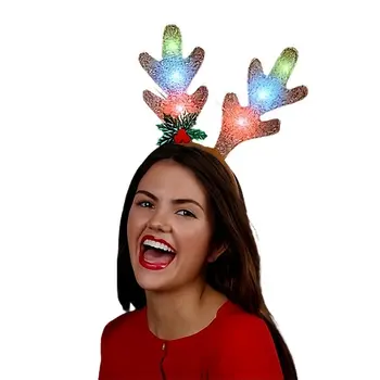 LED Golden Reindeer Antlers Light Up Headband