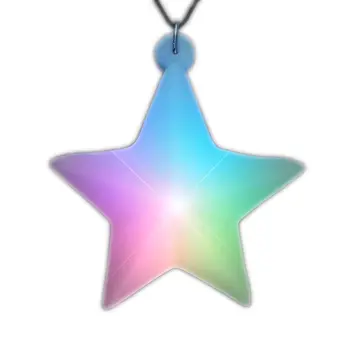 Multicolored Aurora Star Pendant Black Cord Necklace