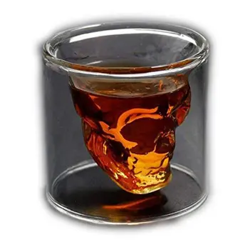 1 Ounce  Crystal Skull Beer Whiskey Shot Double Glass Cup