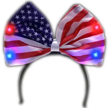 LED USA Flag Bow Headband