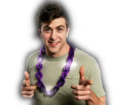 Light Up Mardi Gras Jumbo Chain Necklace Purple Pack of 6