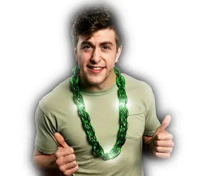 Light Up Mardi Gras Jumbo Chain Necklace Green Pack of 6