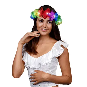 Light Up Rainbow Hawaiian Stretch Flower Crown