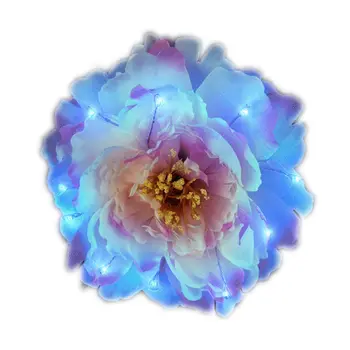 Red on Blue on Green LED Flower Hair Clip