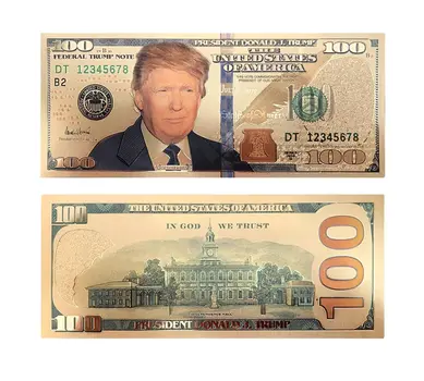 100 USD President Donald Trump Collectible Gold Plated Fake Bank Note