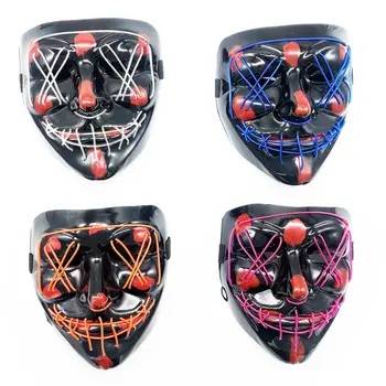 Rave EL Wire Halloween Party Mask Assorted Colors 1 Piece