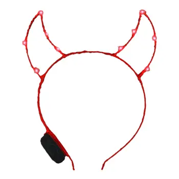 Light Up Devil Horn Starlight Red Headband for Halloween