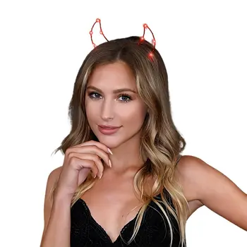 Light Up Devil Horn Starlight Red Headband for Halloween