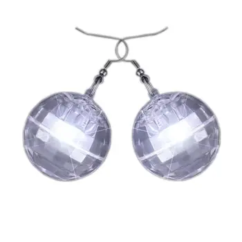 Light Up Groovy Disco Mirror Ball Crystal Earrings