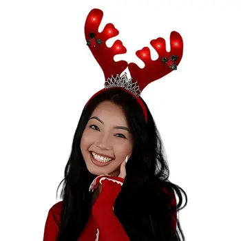 Light Up Christmas Reindeer Antlers with Tiara Lighted Headband