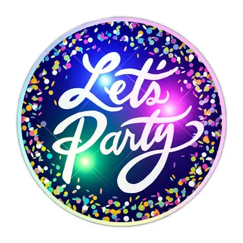 Light Up Lets Party Flashing Blinky Light Badge Pin