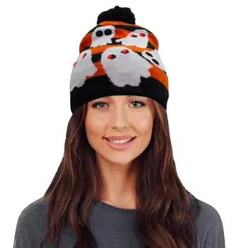 Light Up Ghost Knit Pom Pom Beanie Hat Pack of 4