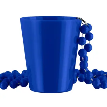 Unlit Blue Shot Glass on Blue Beaded Necklaces