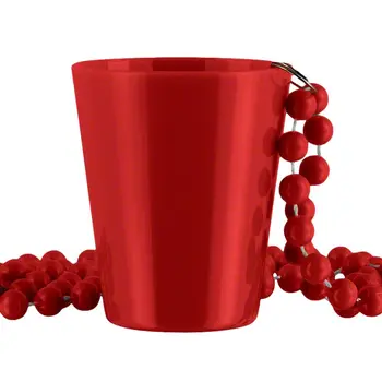 Unlit Red Shot Glass on Red Beaded Necklaces