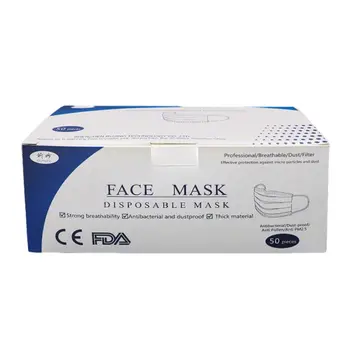 Disposable Daily Face Mask Assorted Pink Purple Green Pleated Pack of 48