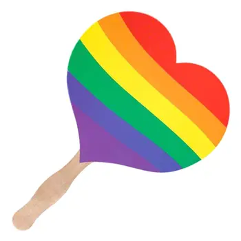 Heart Shaped Non Light Up Rainbow Hand Fan