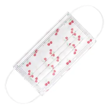 Red Cherries Disposable White Face Masks Pack of 10