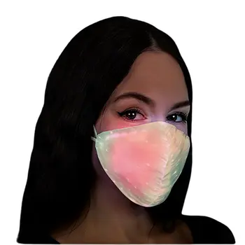 USB Fiber Optic Light Up Multicolor Face Mask in White Cup Shaped Fabric