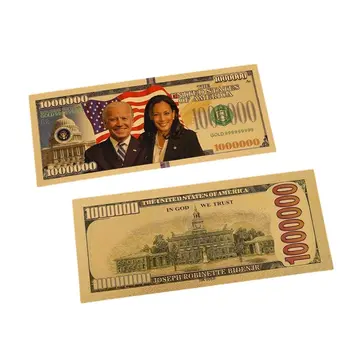 Joe Bidden Kamala Harris Tandem 24k Gold Plated Bill Collectible Banknotes for Decoration