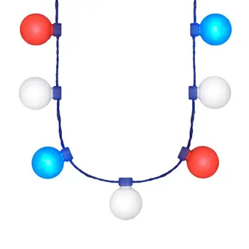 Large Red White Blue Party Globes Light Up Patriotic Necklace