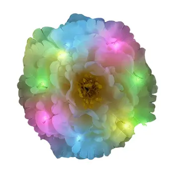 Green on Blue on Pink on White LED Flower Hair Clip