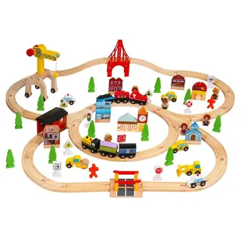 Solid Beech Wood Train Set for Kids