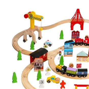 Solid Beech Wood Train Set for Kids