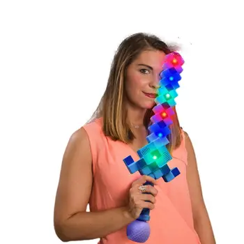 Assorted LED 3D Pixelated Diamond Bubble Sword with Sound